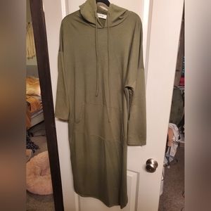 Womens t-shirt material hooded dress